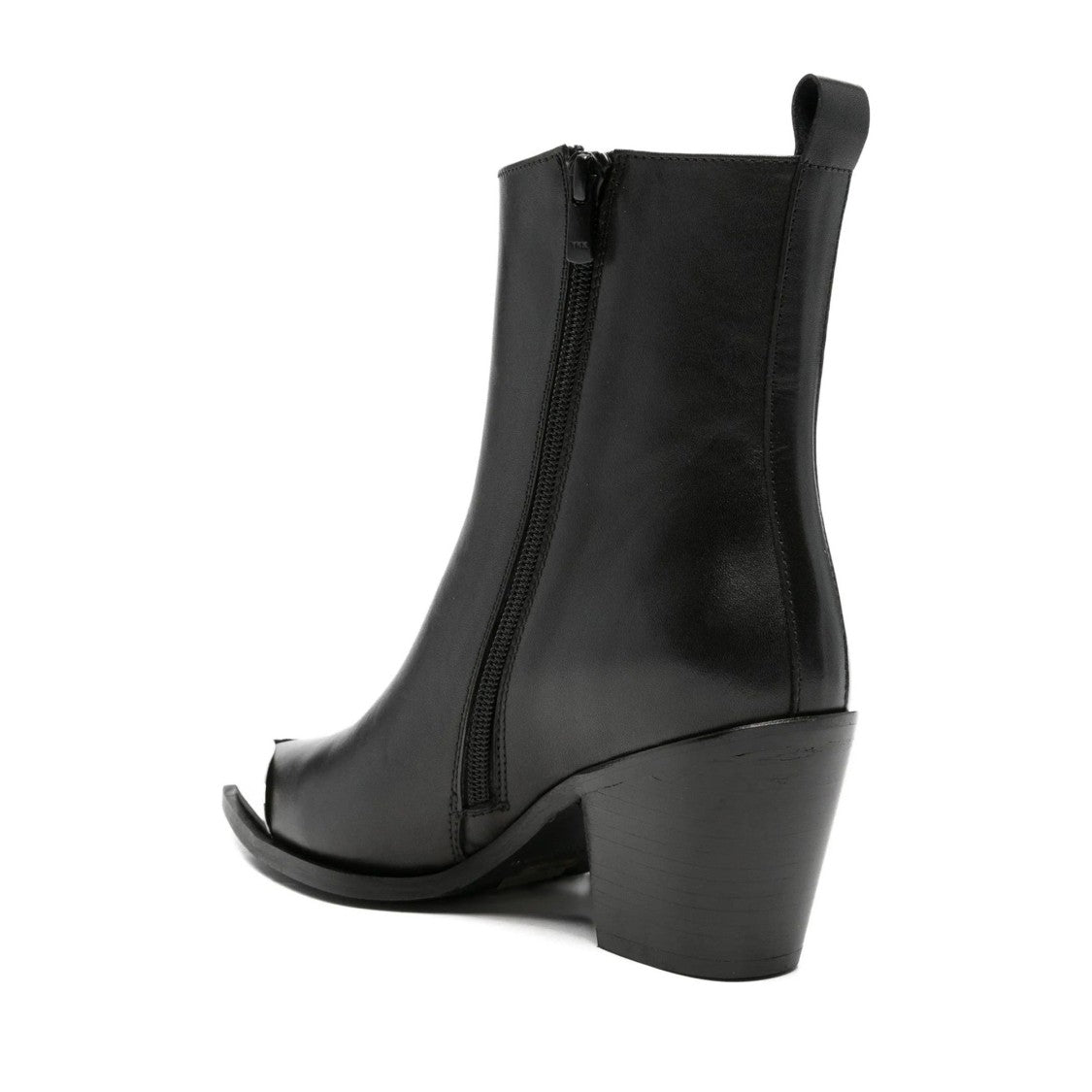 Adrianna Feretti Black Pointed Toe Metallic Capped Toe Leather Boots