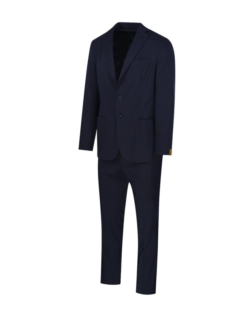 Santaniello Tailored Black Suit With Notch Lapels And Two-Button Closure