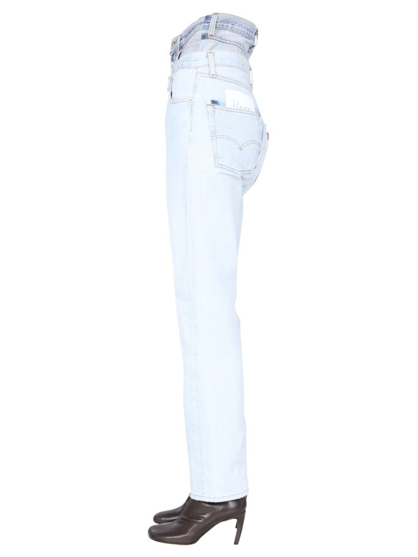 1/Off Double-Waisted Light Wash Denim Jeans