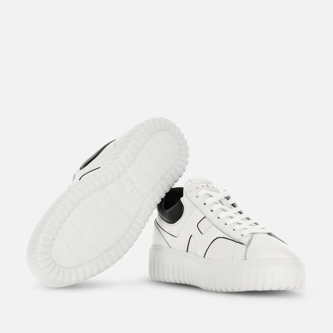Hogan White Leather Sneakers With Embossed Design