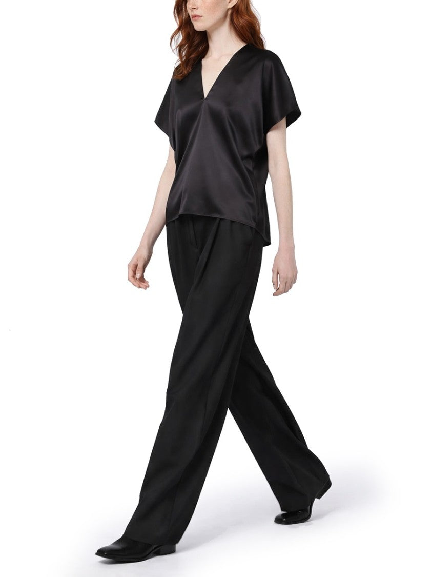Nina Ricci V-Neck Silk Blend Minimalist Top
