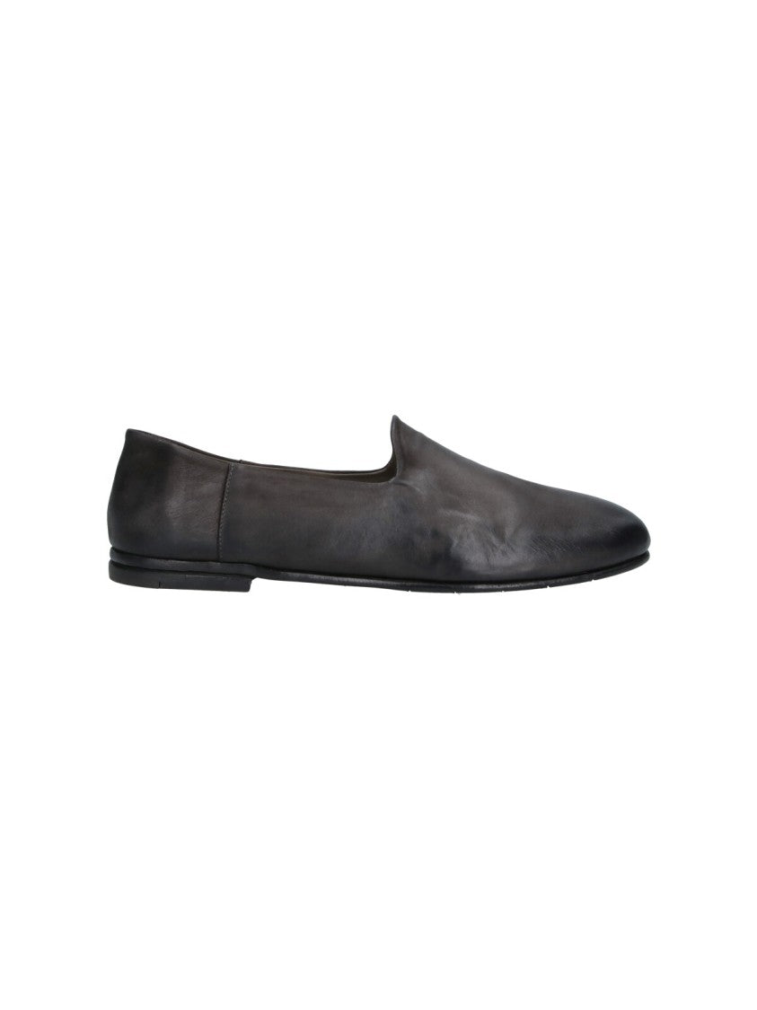 Premiata Black Rounded Toe Slip-On Leather Moccasins