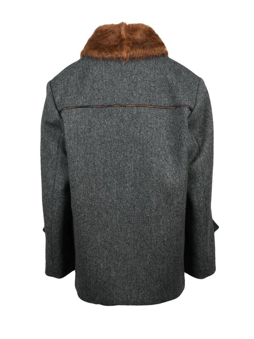 Prada Grey Virgin Wool Peacoat