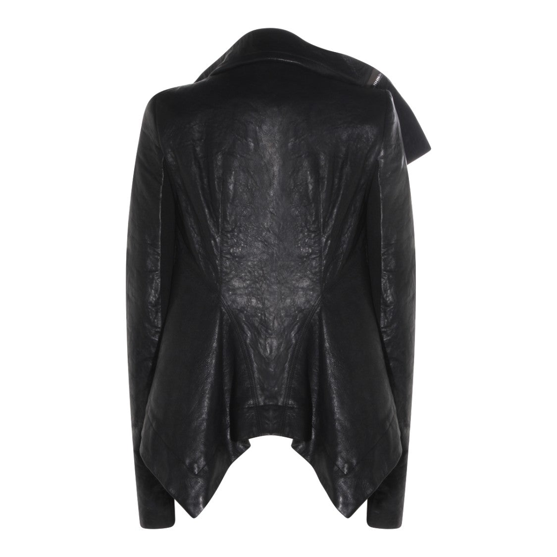 Rick Owens Asymmetrical Black Leather Jacket