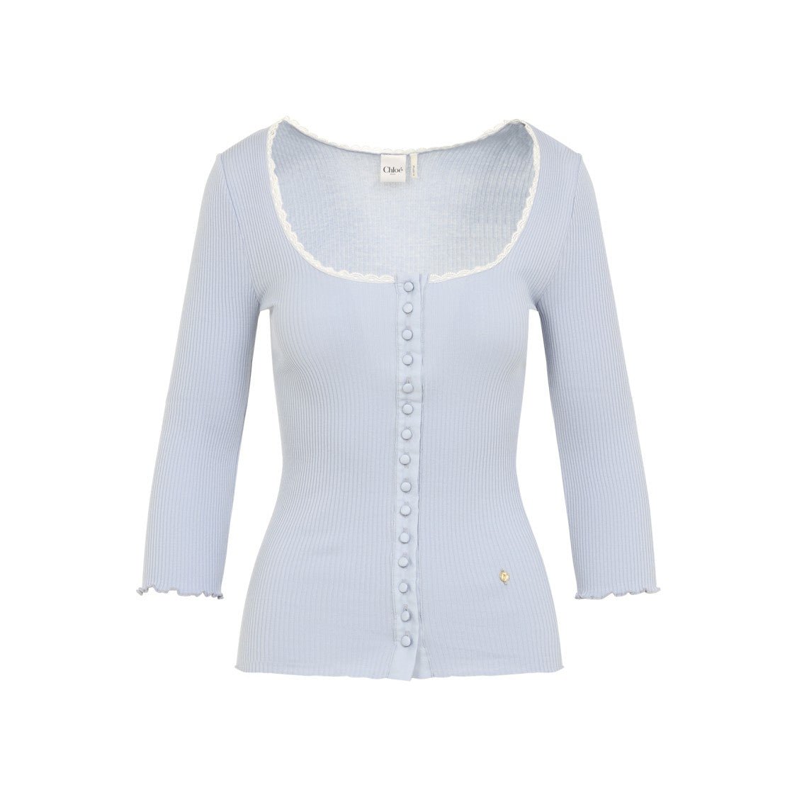Chloé Ribbed Knit Sweater With Square Neckline