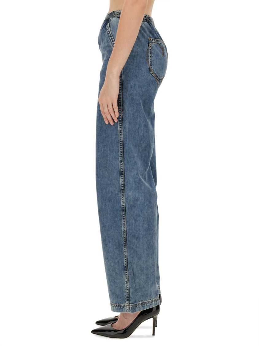 Moschino Wide-Leg Denim Trousers With High Waist