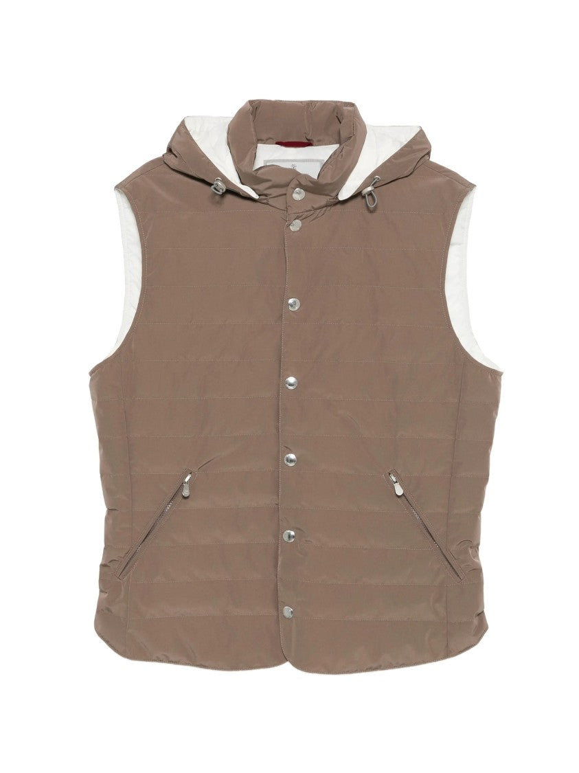 Brunello Cucinelli Sleeveless Padded High Collar Vest