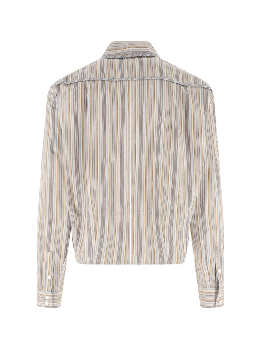 Kiko Kostadinov Beige Striped Diagonal Zip Shirt