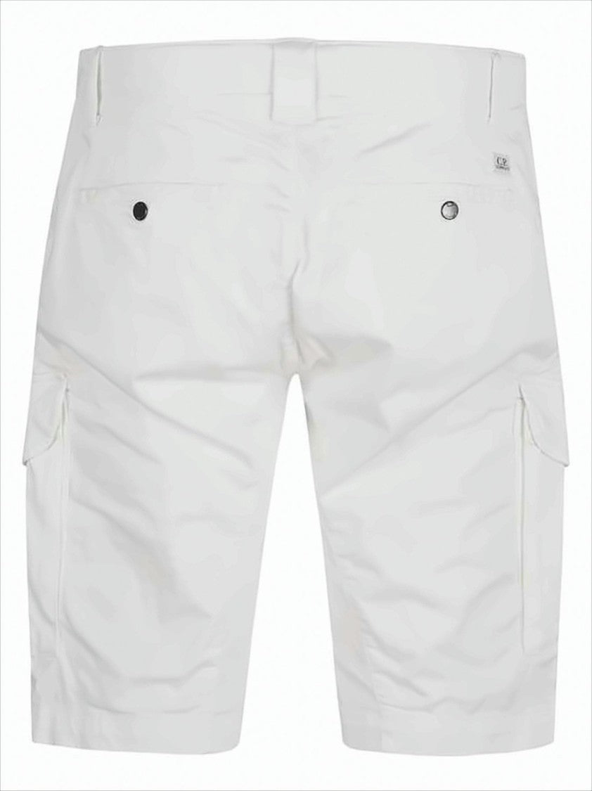 C.P. Company Tailored White Cargo Shorts With Flap Pockets