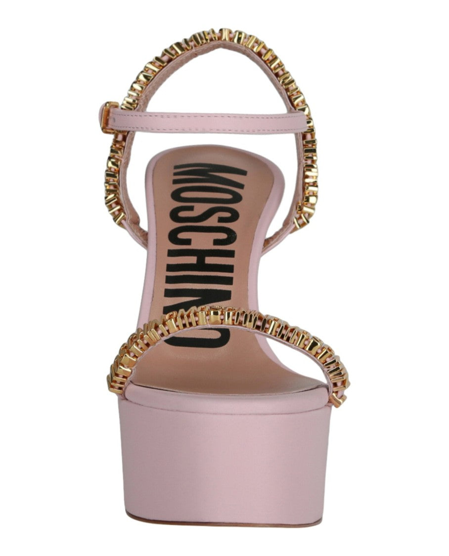 Moschino Logo Lettering Platform Heel Sandals
