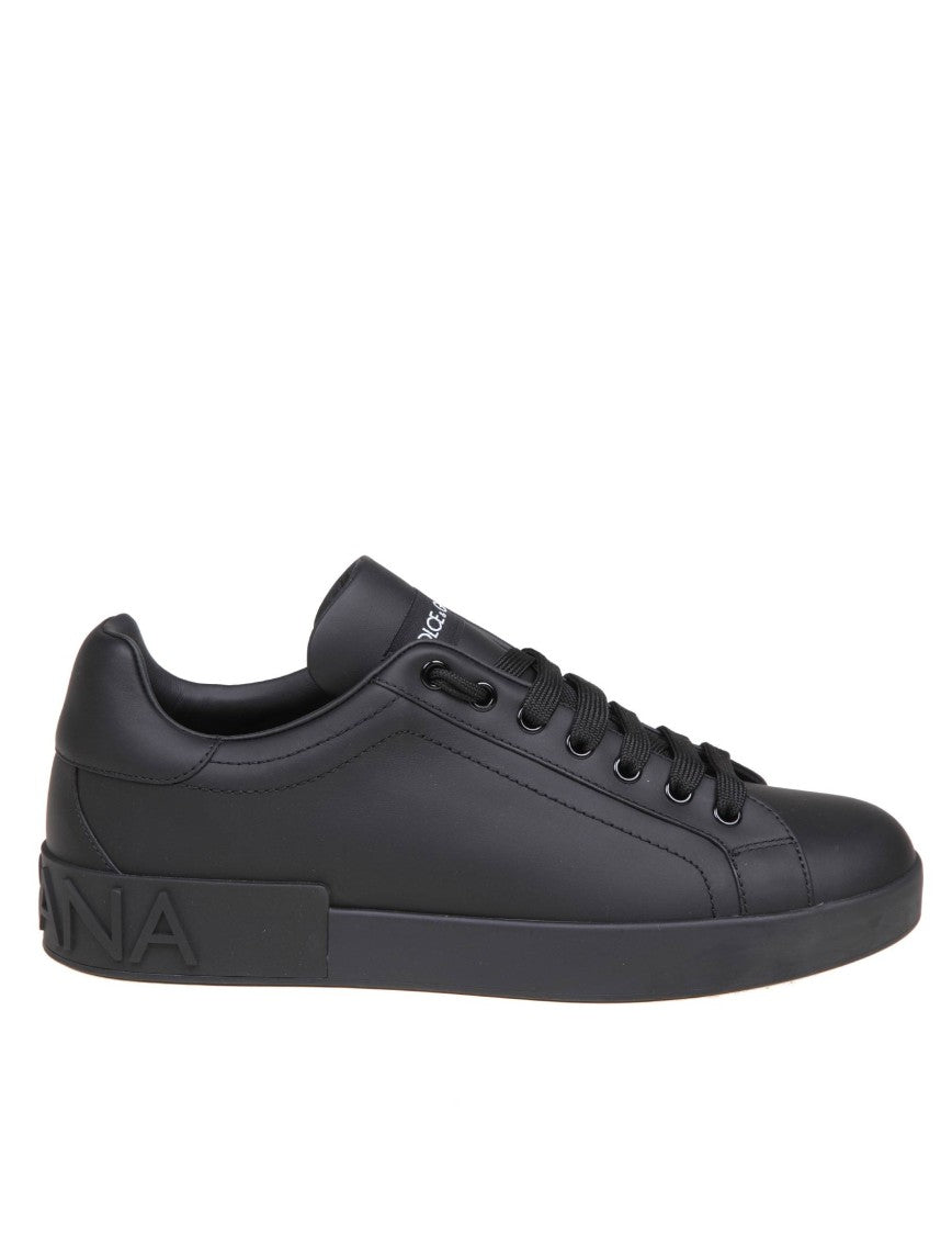 Dolce & Gabbana Black Leather Sneakers
