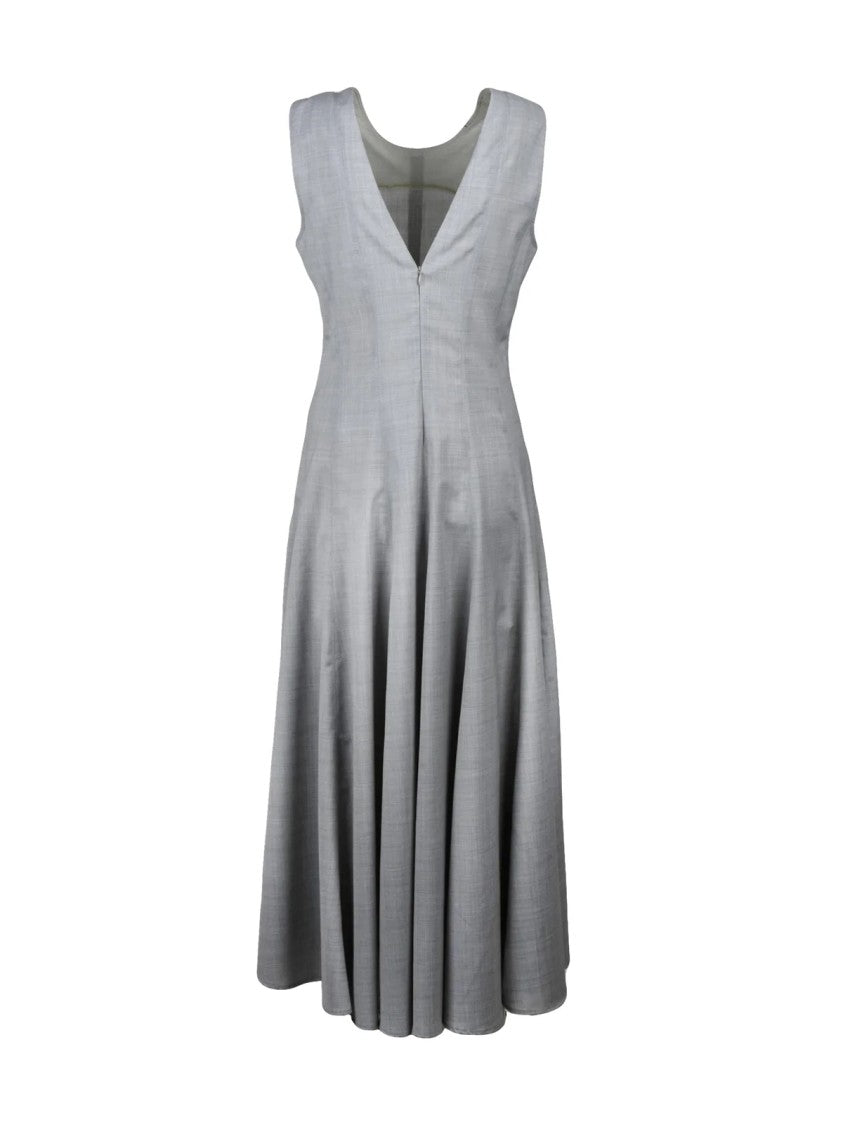 Department 5 Mabel Grey Flared Virgin Wool-Blend Midi Dress