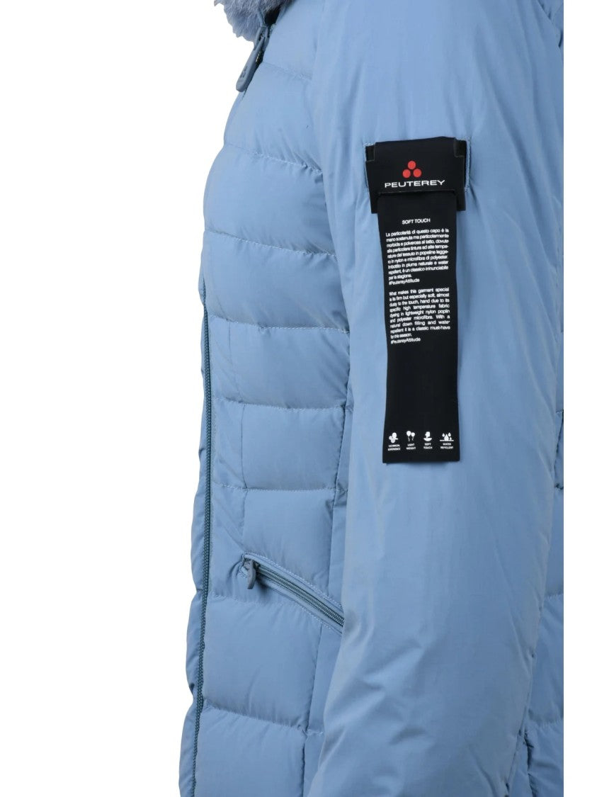 Peuterey Light Blue Seriola Fur-Trimmed Down Parka