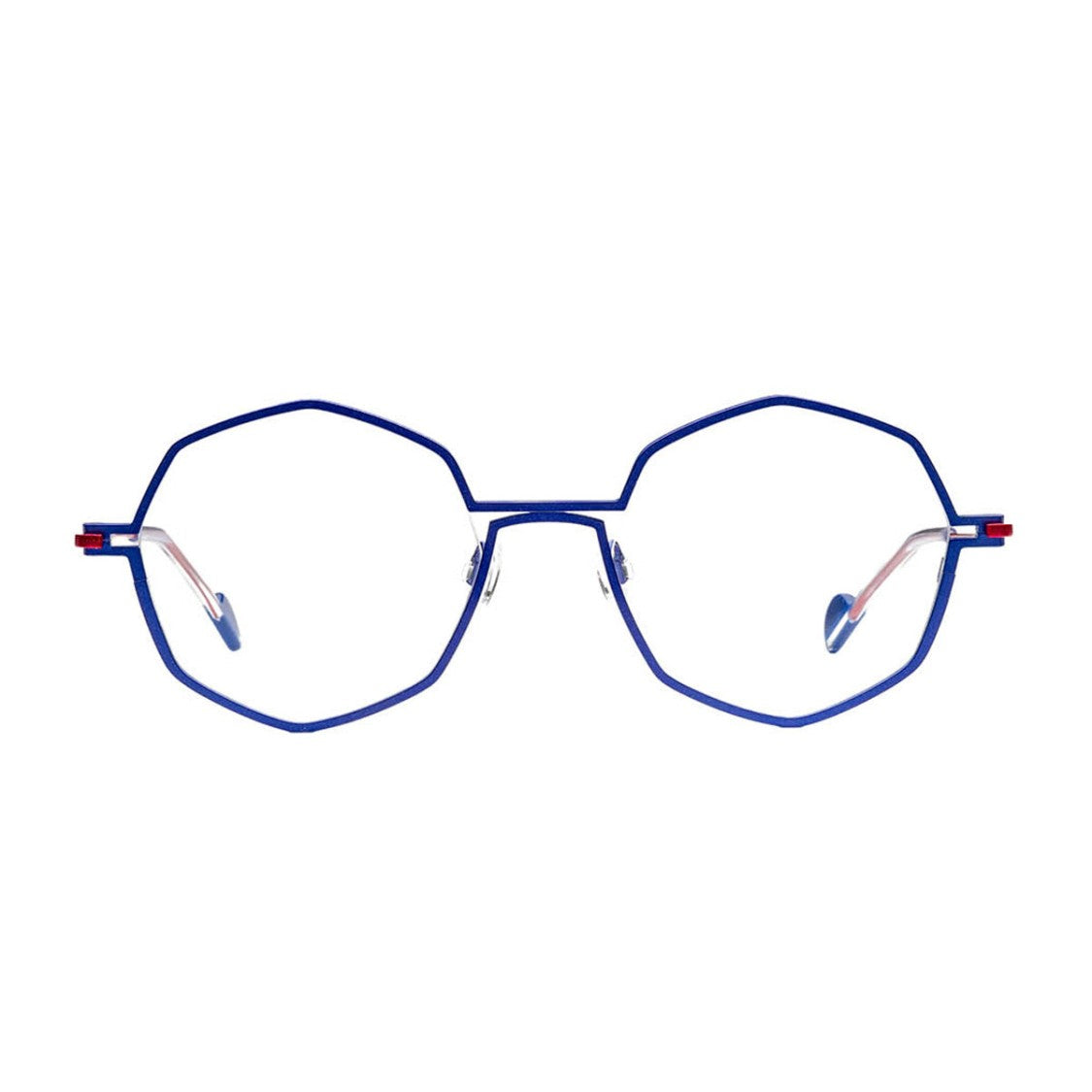 Matttew Blue Silver Metal Geometric Sunglasses