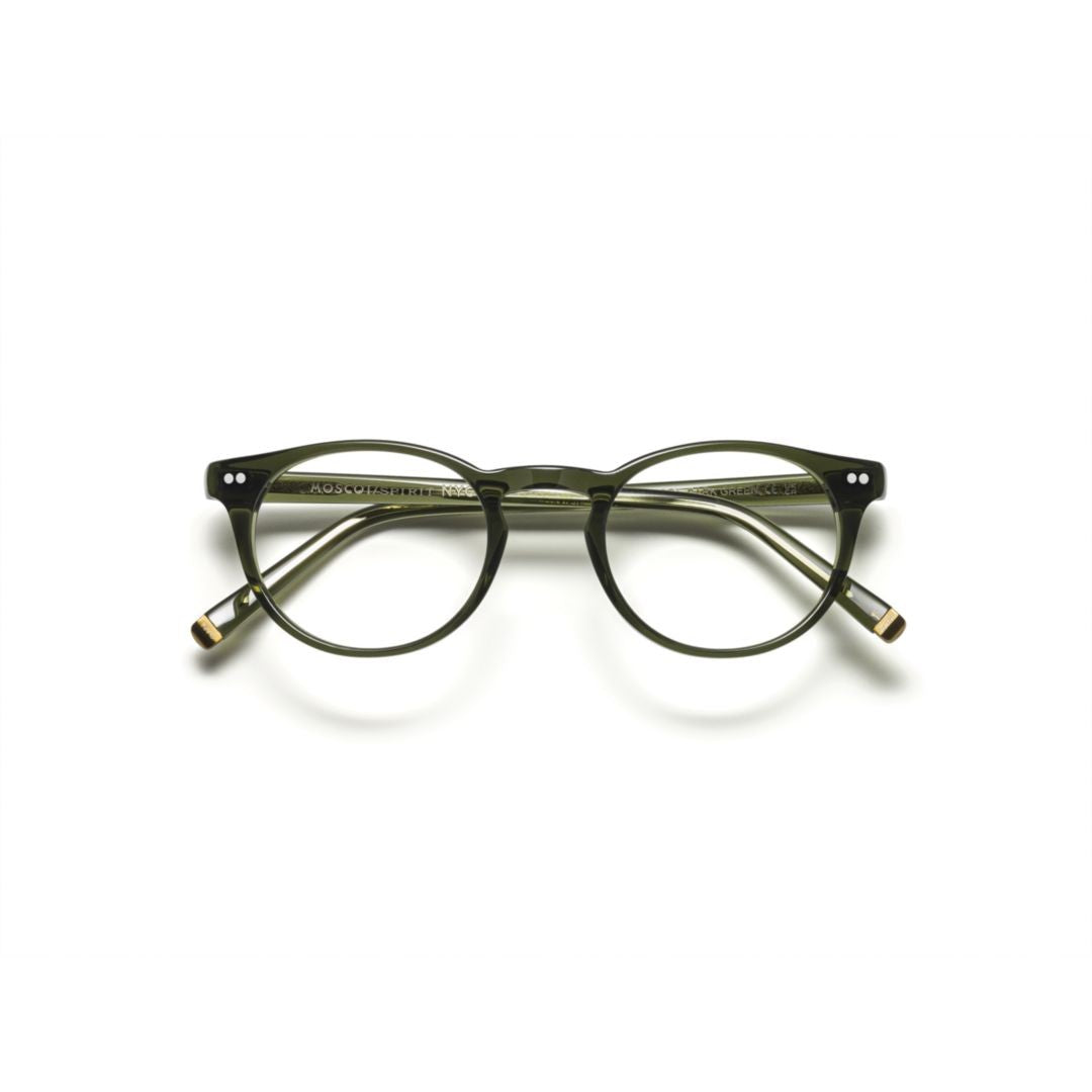 Moscot Sp-Fra-O Frankie Translucent Olive Green Acetate Round Frame Eyeglasses
