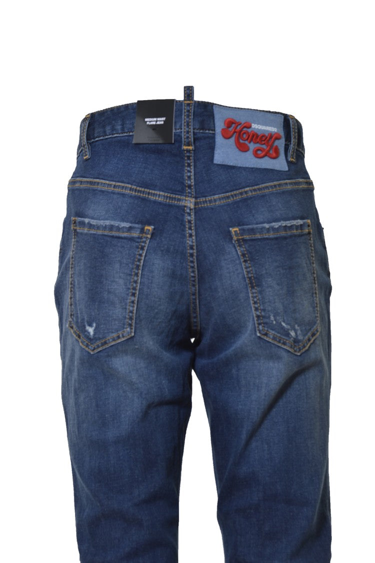 Dsquared2 Blue Denim Medium Waist Flare Jeans