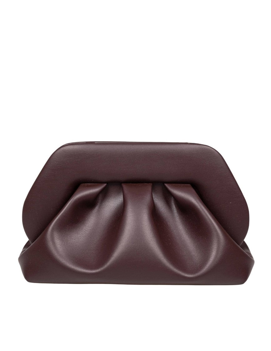 Themoirè Tia Clutch Bag In Vegan Fabric, Color Ebony