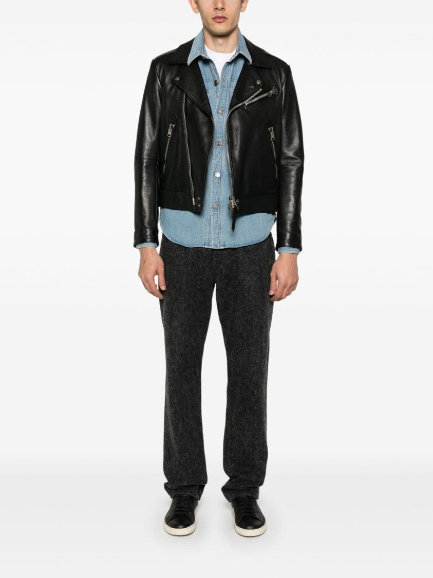 Tom Ford Light Blue Western Panel Shirt With Flap Pockets