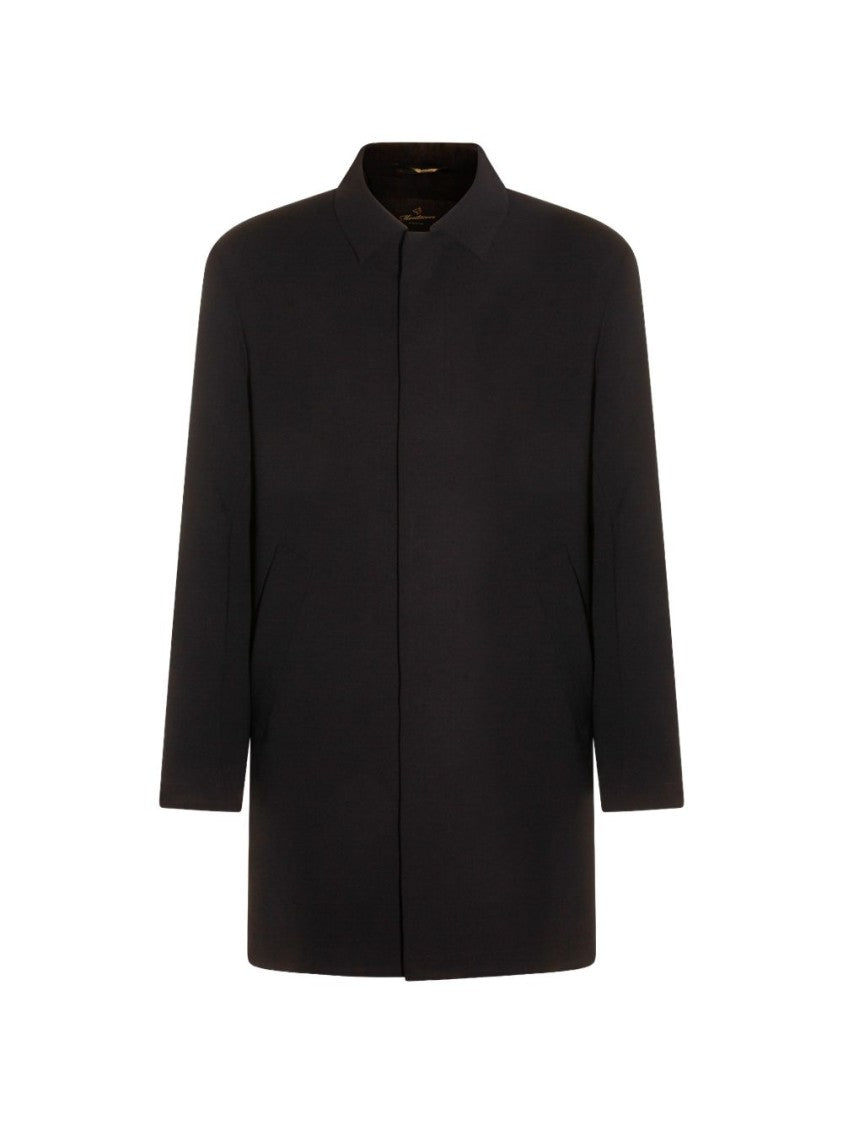 Montecore Point Collar Blue Coat With Slip Pockets And Long Sleeves