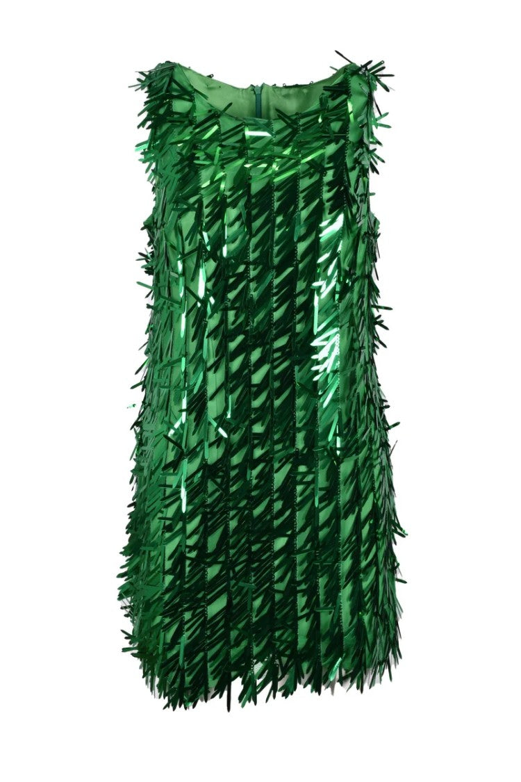 Giulia N Green Sequin Sheath Dress