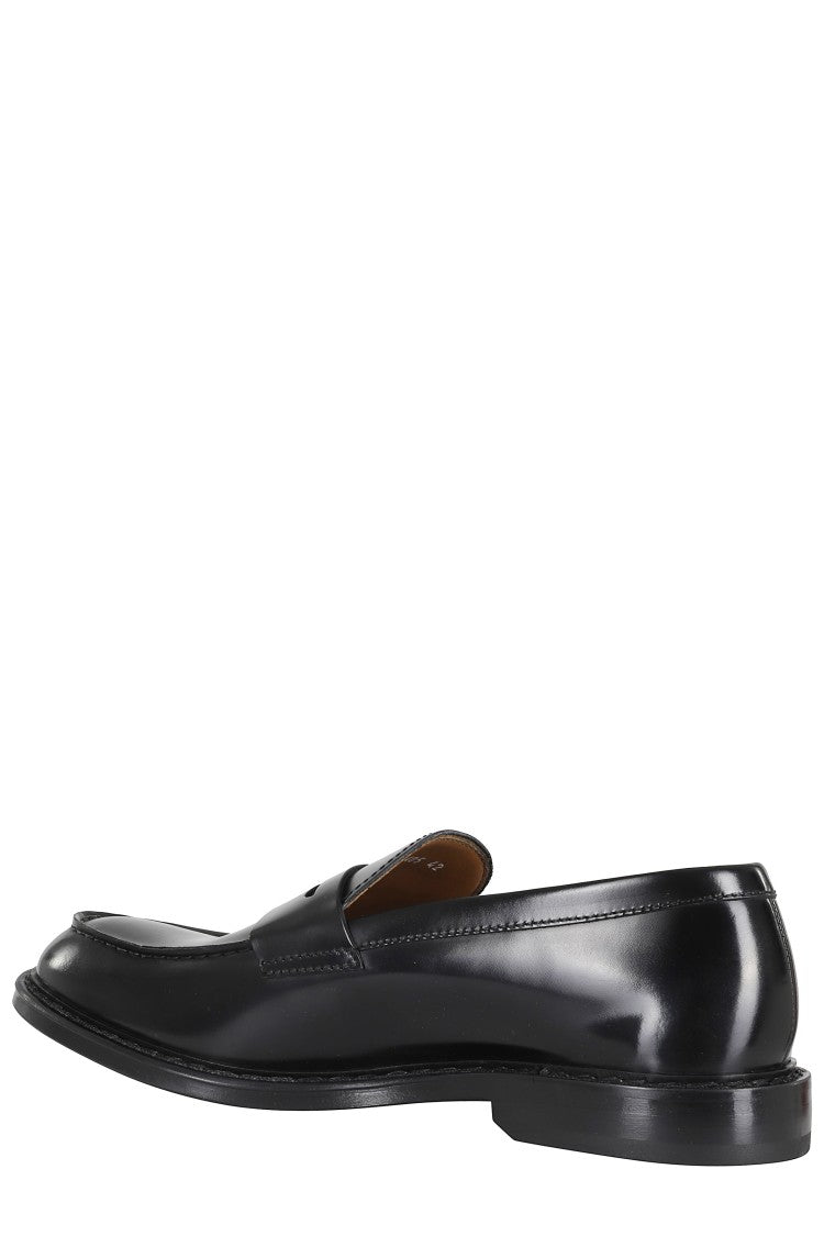 Doucal's Black Penny Leather-Sole Suede Loafers