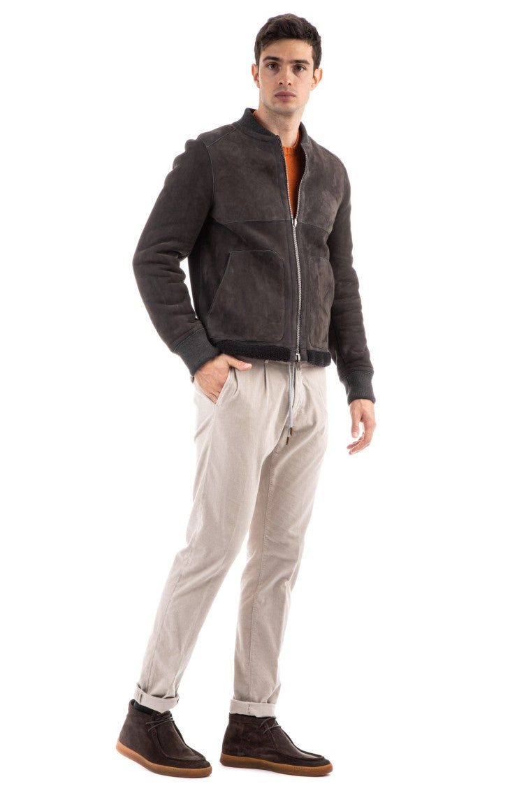 Salvatore Santoro Shearling Baseball Collar Bomber