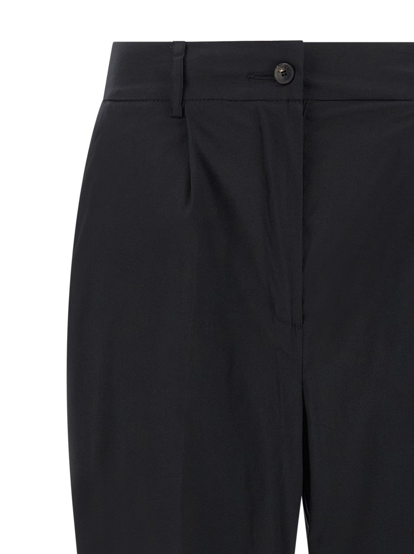 Kiton Tailored Black Poplin Pants With Straight Leg Silhouette