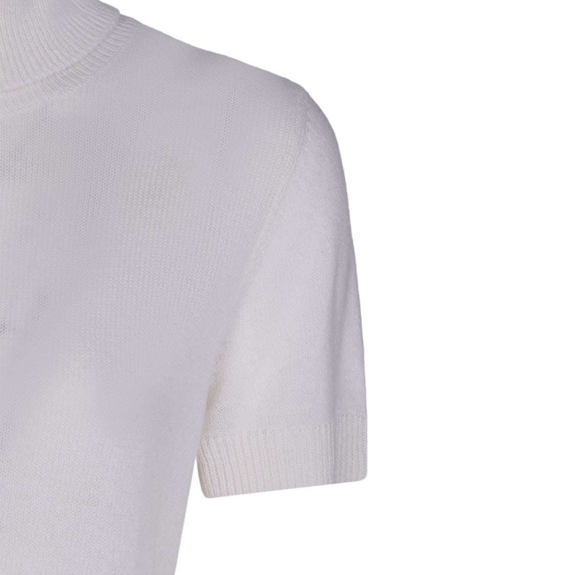 Allude Short-Sleeved Sweater With High Turtleneck And Ribbed Detailing