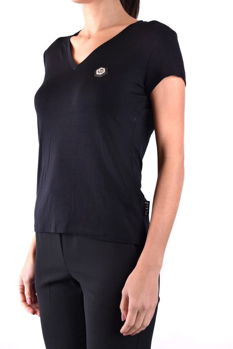 Philipp Plein V-Neck Cotton T-Shirt With Iconic Logo Detail And Fit