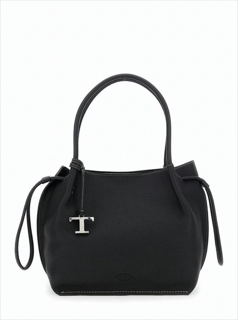 Tod's Structured Black Calf Leather Tote Bag