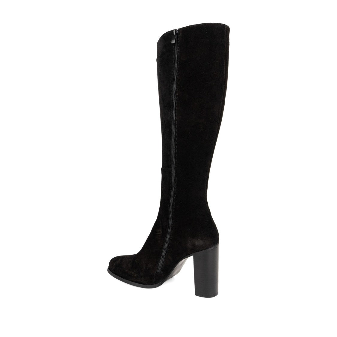 Sergio Moretti Black Streamlined High Block Heel Suede Dress Boots