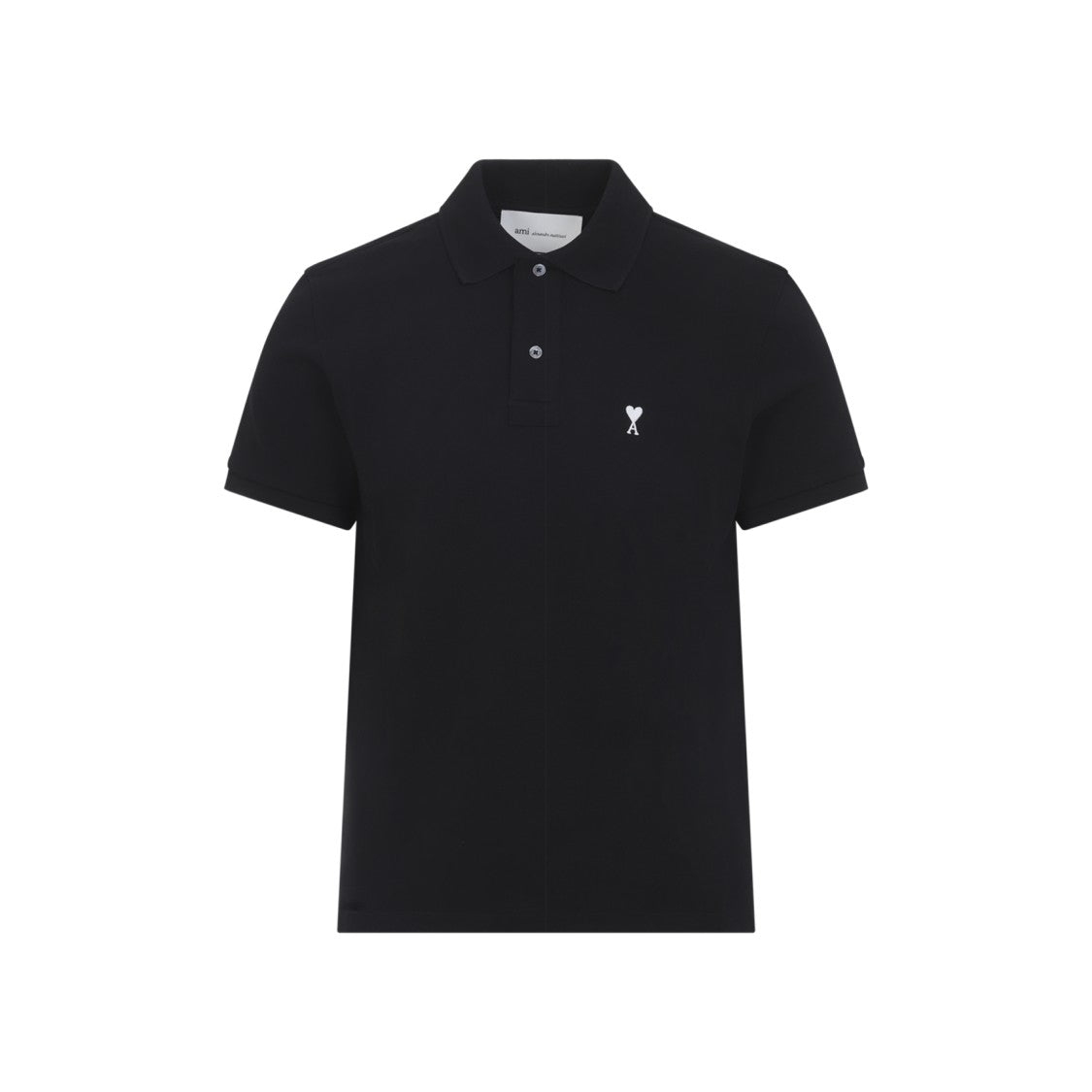 Ami Paris Cotton Black Polo Shirt