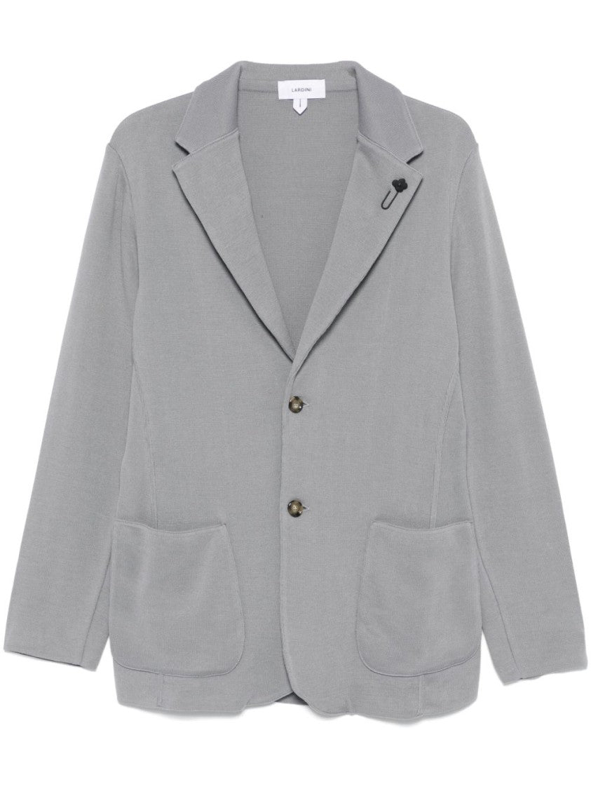 Lardini Medium Grey Cotton Jacket With Notched Lapels