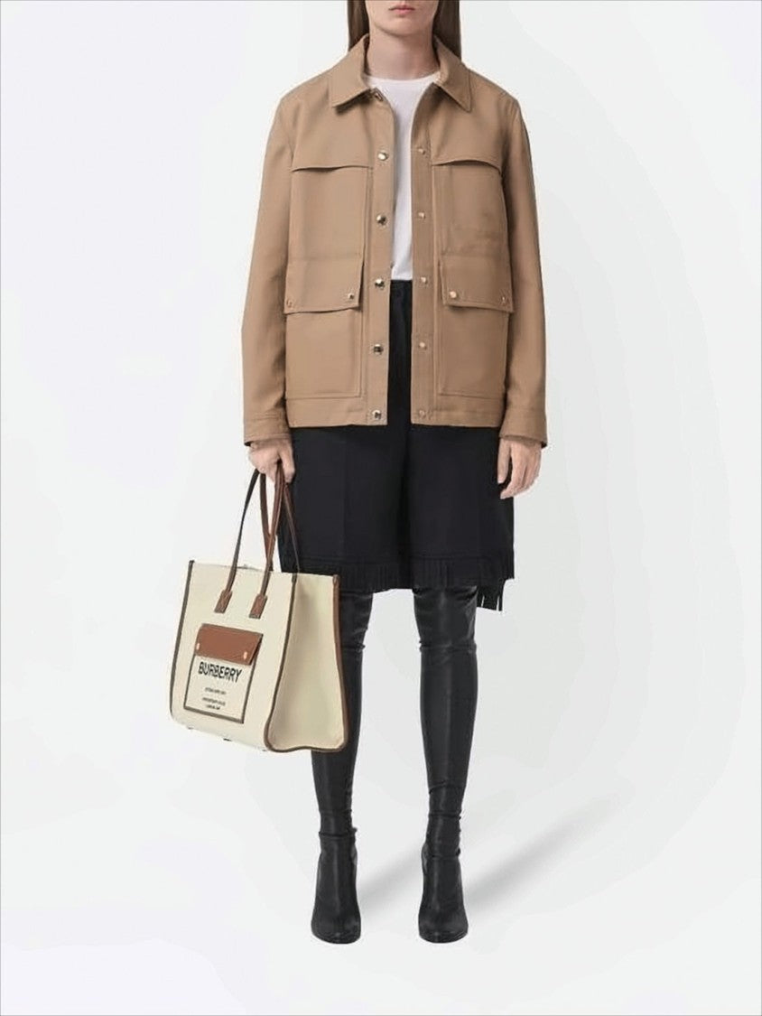 Burberry Structured Rectangular Canvas Shoulder Bag