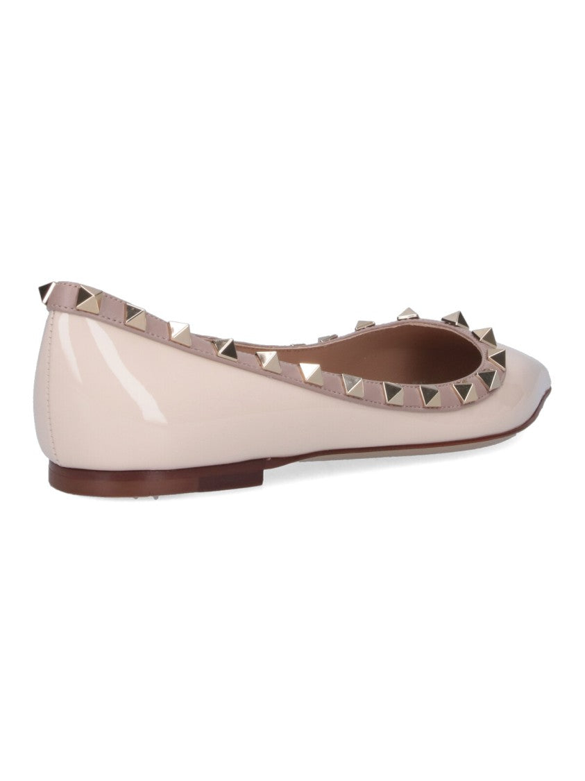 Valentino Garavani Pointed Toe Flats With Pyramid Stud Accents