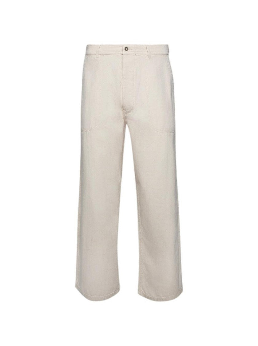 Maison Margiela Ivory Wide-Leg Trousers With Belt Loops And Tailored Fit