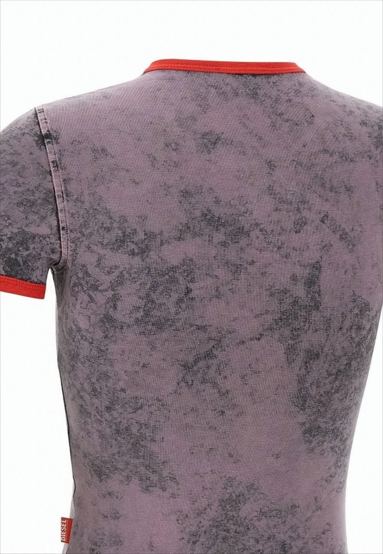 Diesel Fitted Short-Sleeve Crop Top With Mottled Texture