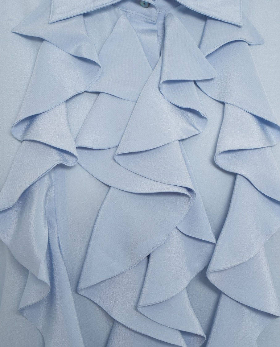 Himon's Ruffled Front Blouse With Classic Collar