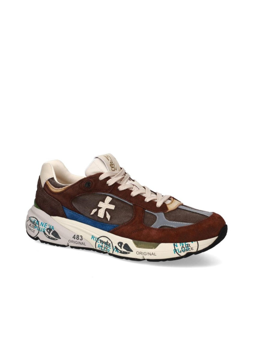 Premiata Mesh And Suede Lace-Up Sneakers
