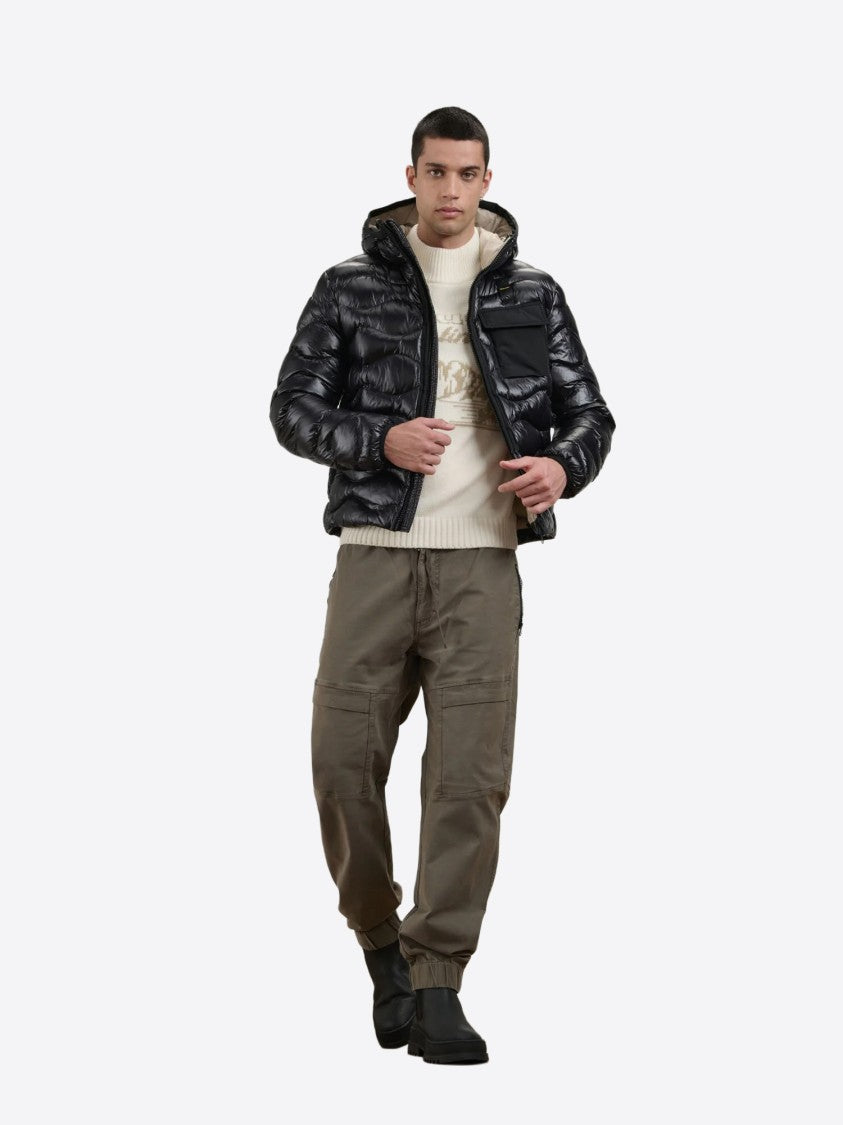 Blauer Quilted Buckle Hooded Puffer Jacket