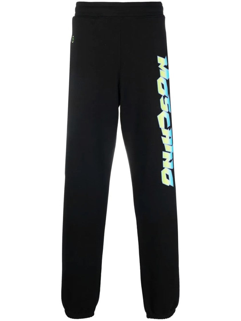 Moschino Relaxed Fit Black Trousers With Bold Logo Print
