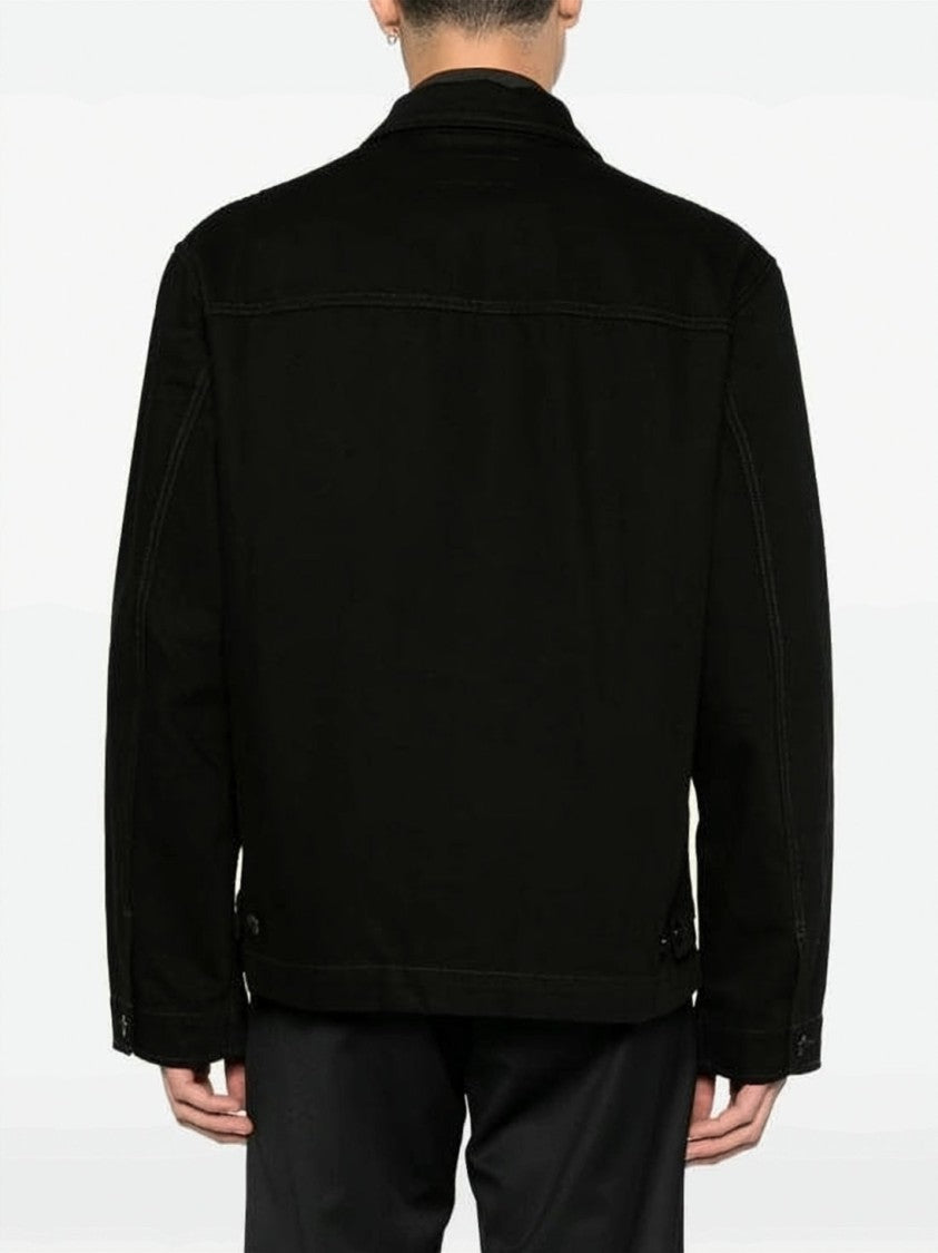 Lemaire Boxy Black Jacket With Classic Collar And Flap Pockets