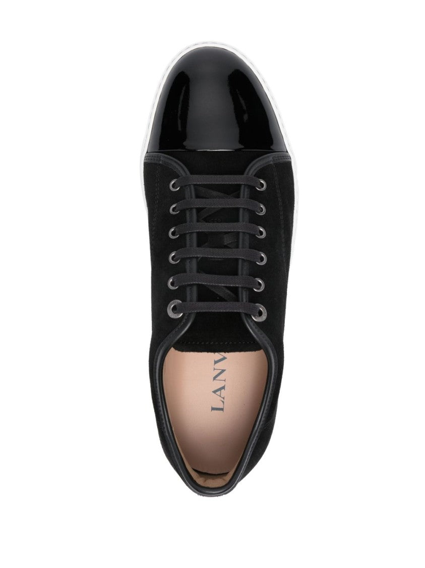 Lanvin Round Toe Patent Finish Black Sneakers