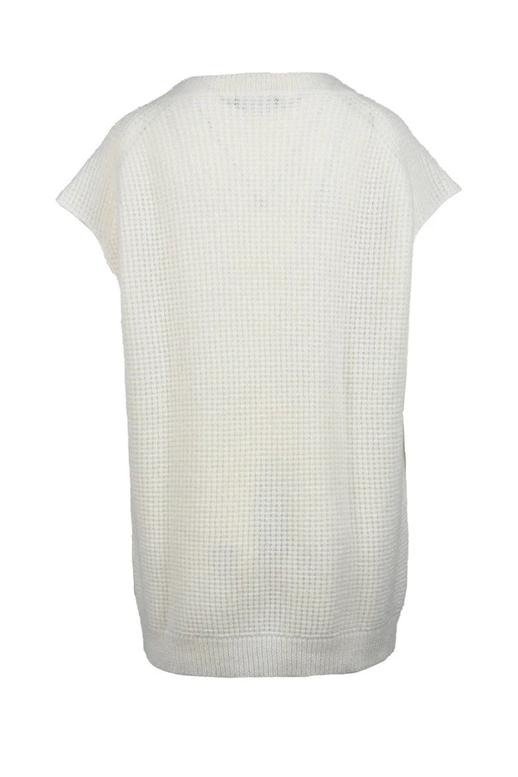 Fabiana Filippi Mohair Polyamide Wool Knit Top - Cream