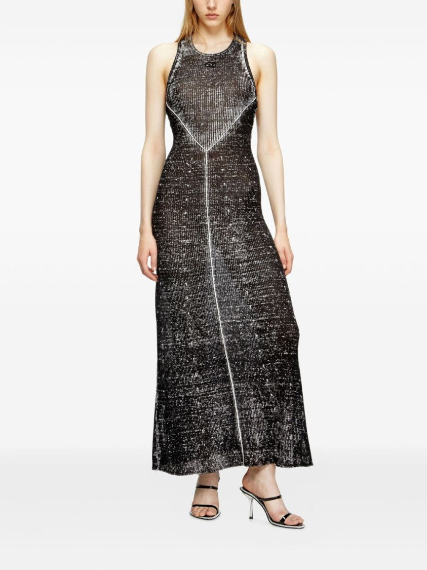Diesel Sleeveless Textured Maxi Dress With Fitted Silhouette