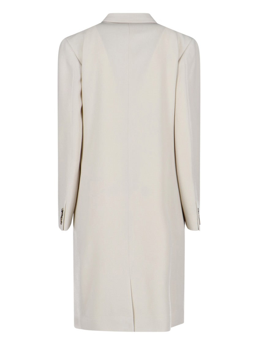 Calvin Klein Double-Breasted White Wool Coat