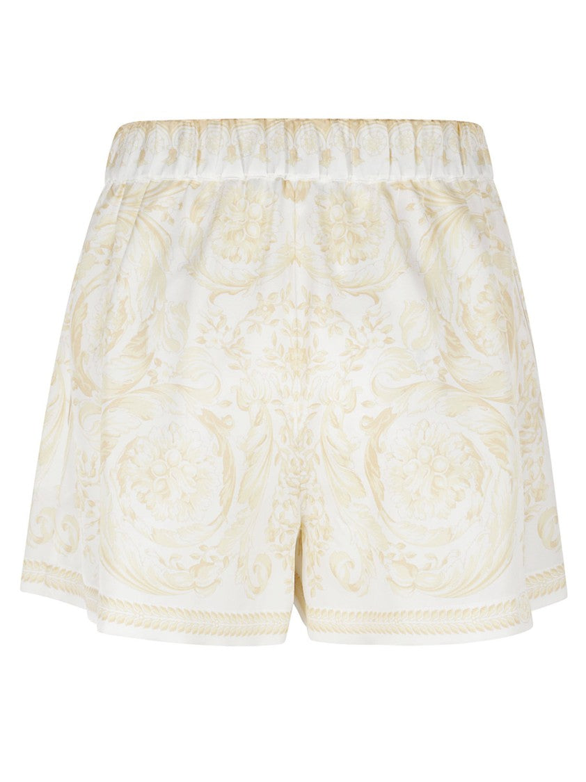 Versace Silk Shorts With Baroque-Inspired Print