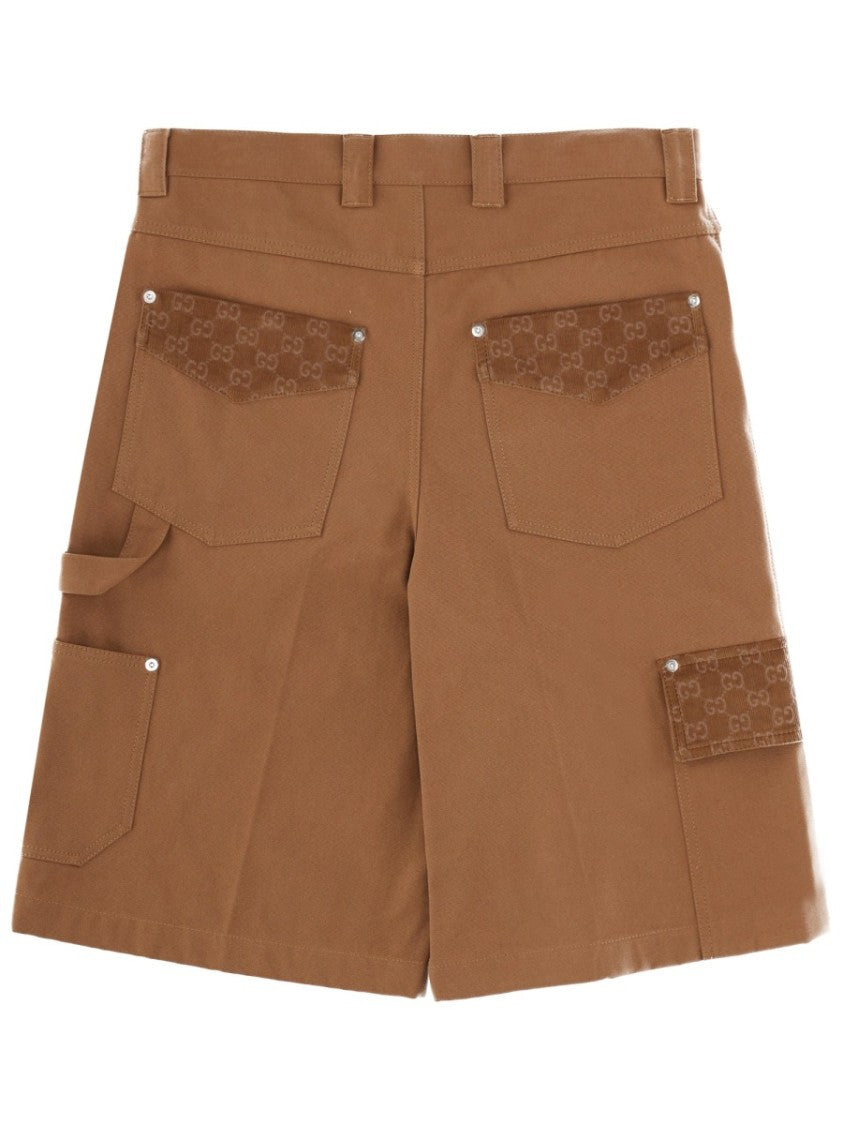 Gucci Gg Monogram Mid-Length Cotton Cargo Shorts