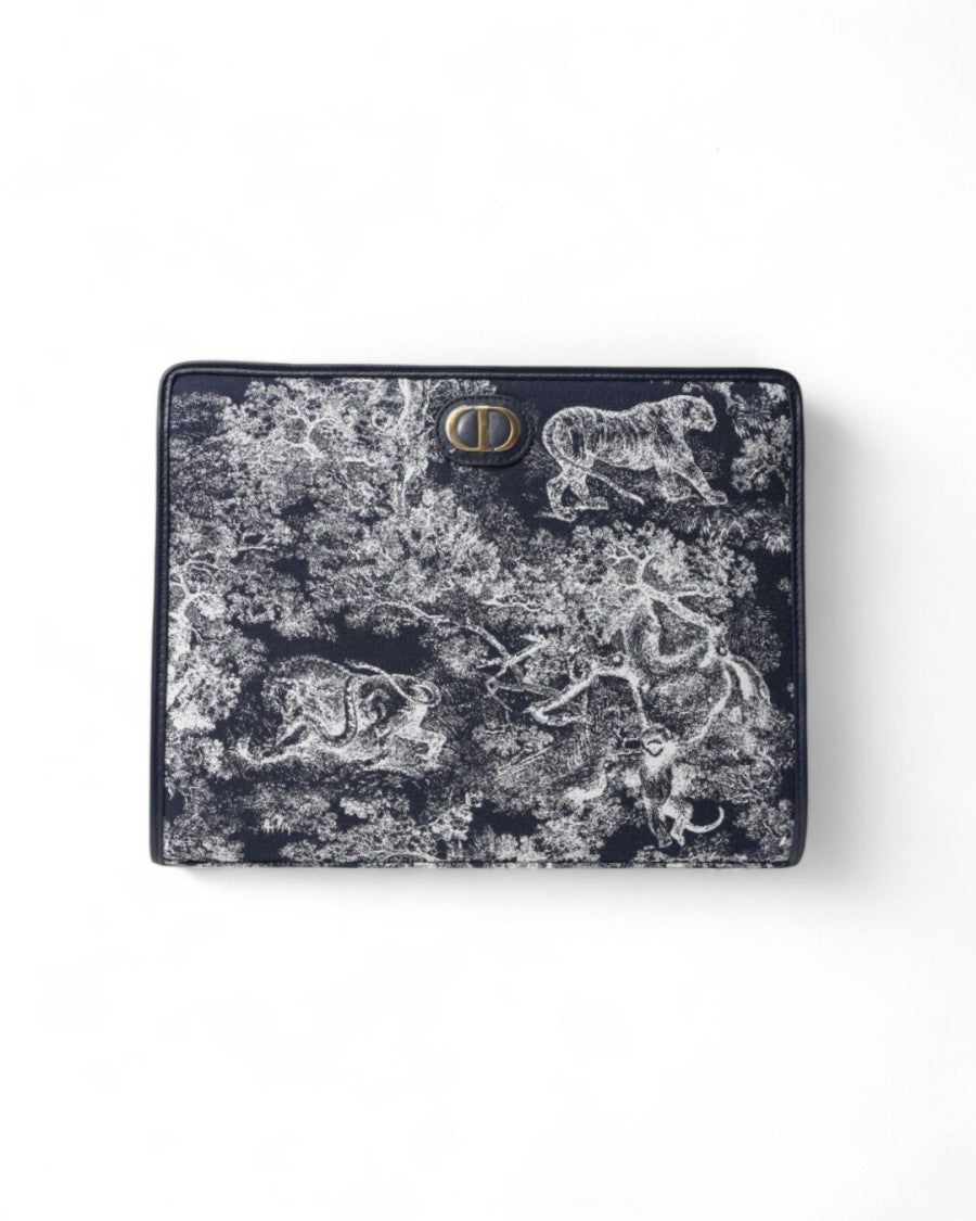 Dior 30 Montaigne Toile De Jouy Reverse Blue Pouch