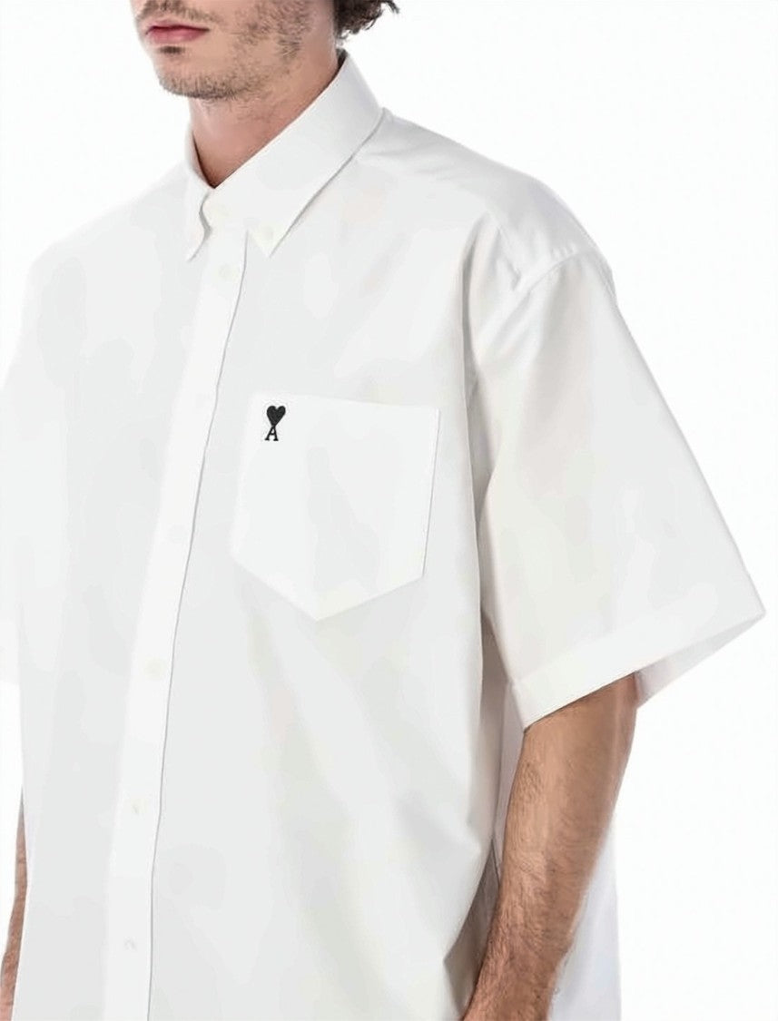 Ami Paris Short-Sleeve Boxy Shirt With Button-Down Collar